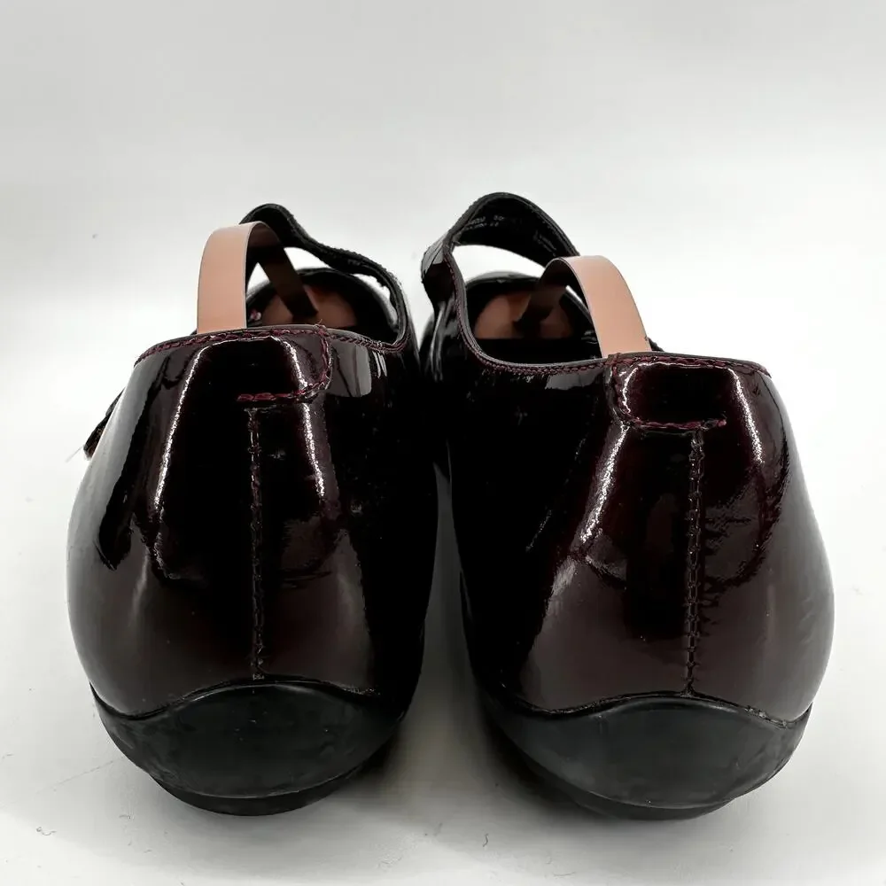 Dansko Opal Patent Mary Jane Flat Shoe Round Toe Leather Black Cherry EU41 US 10